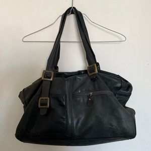 Genuine dark grey leather bag